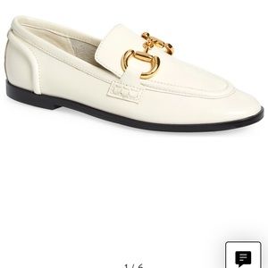 Jeffrey Campbell Velviteen Loafer in White Crinkle Patent with Gold Buckle
